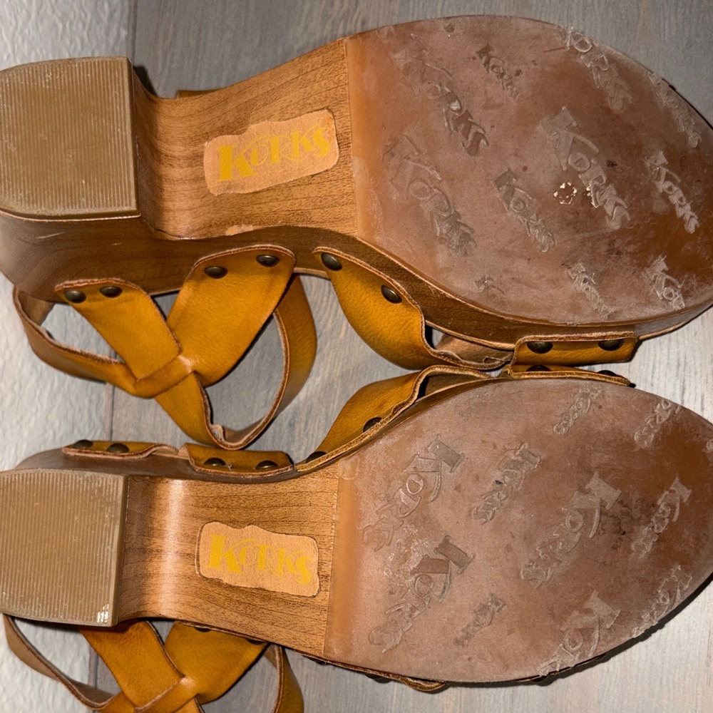 Kork-Ease Mustard Platform Sandals - Picture 10 of 16